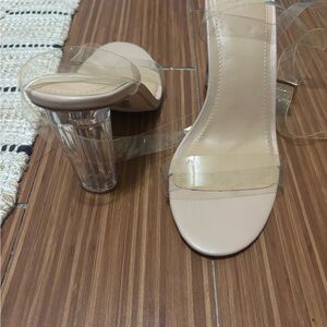 Elegant Nude Transparent Strap Heels